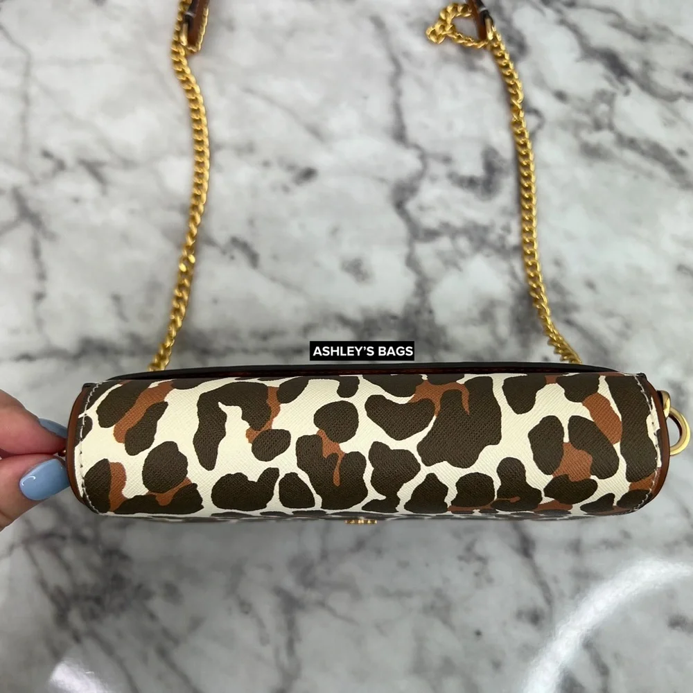 Tory Burch Emerson Printed Chain Wallet Crossbody In Leopard Print